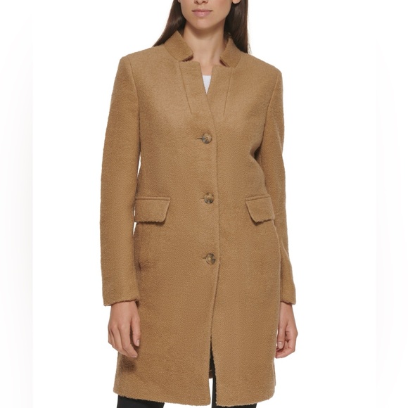 DKNY Petite Single-Breasted Bouclé Walker Coat, Exclusively Created for Macy's - Picture 1 of 5